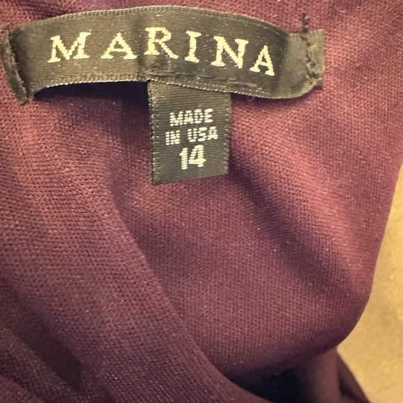 Marina Round Neck Beaded Lace Long Sleeve Side Drape Sheath Dress in Egg… - Picture 7 of 8